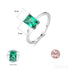 Rectangular Cut Sterling Silver Emerald Ring Athena